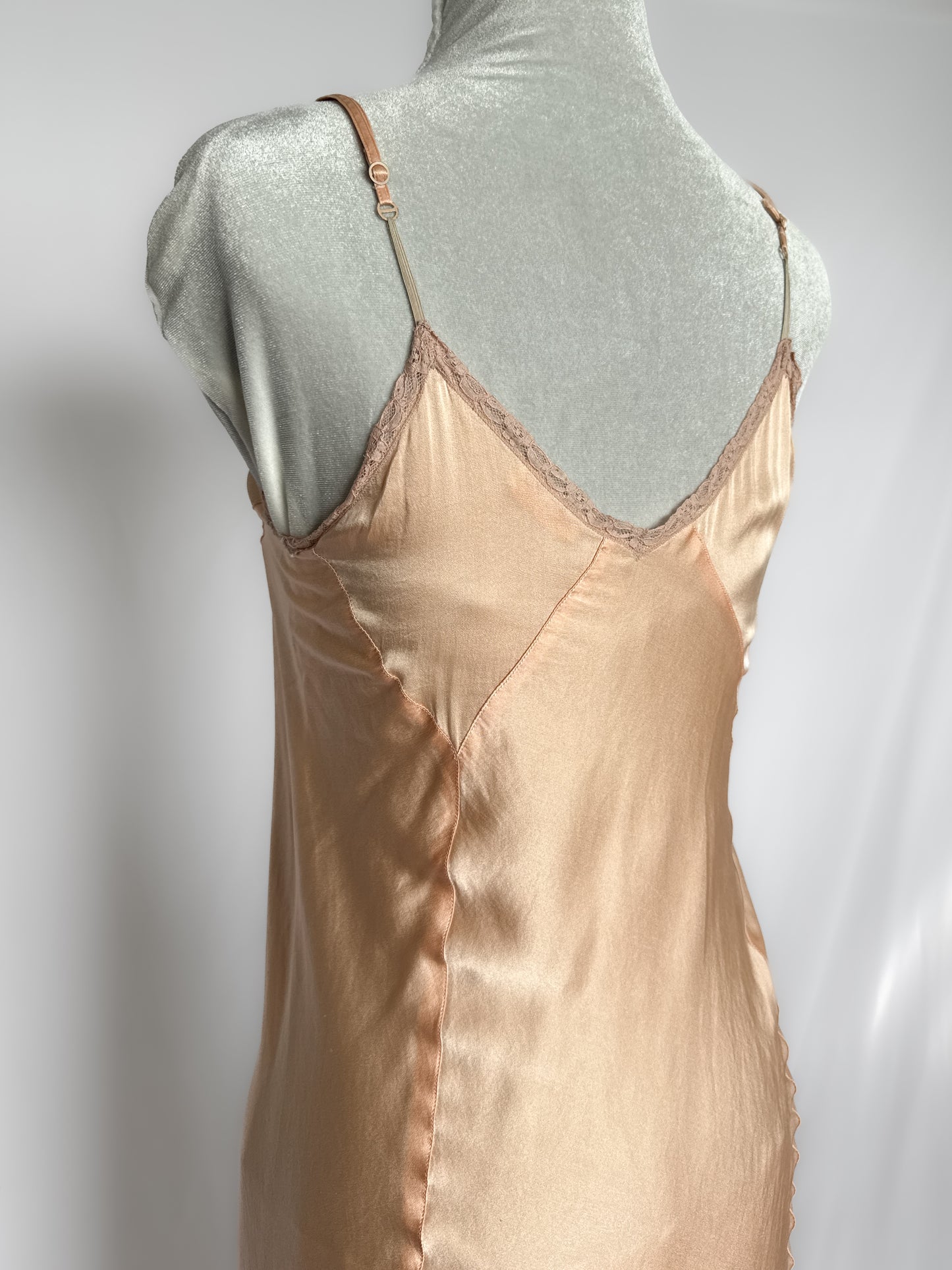 vintage 1930s silk slip deess in guava pink