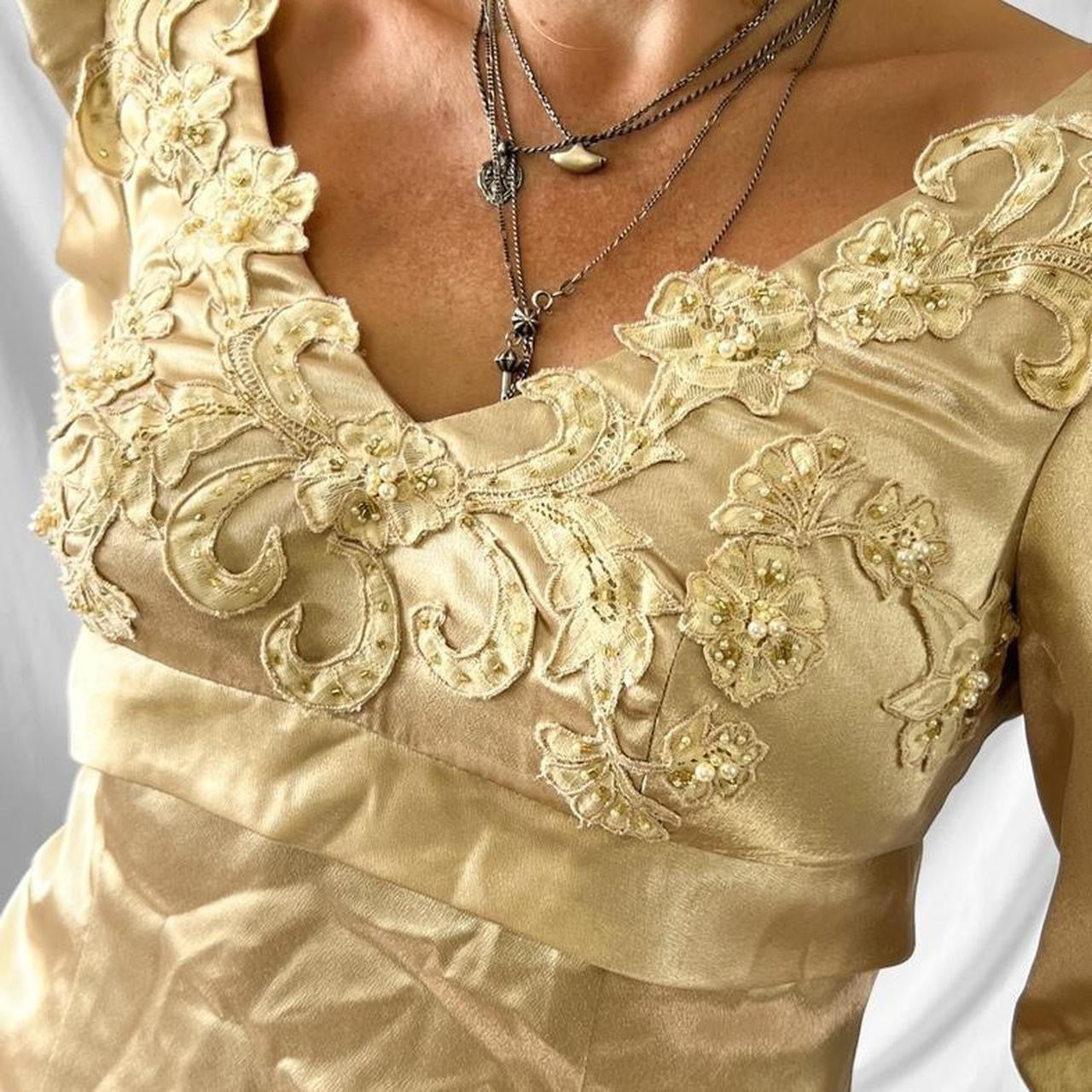 Vintage 1930s/40s inspired pearled satin wedding dress