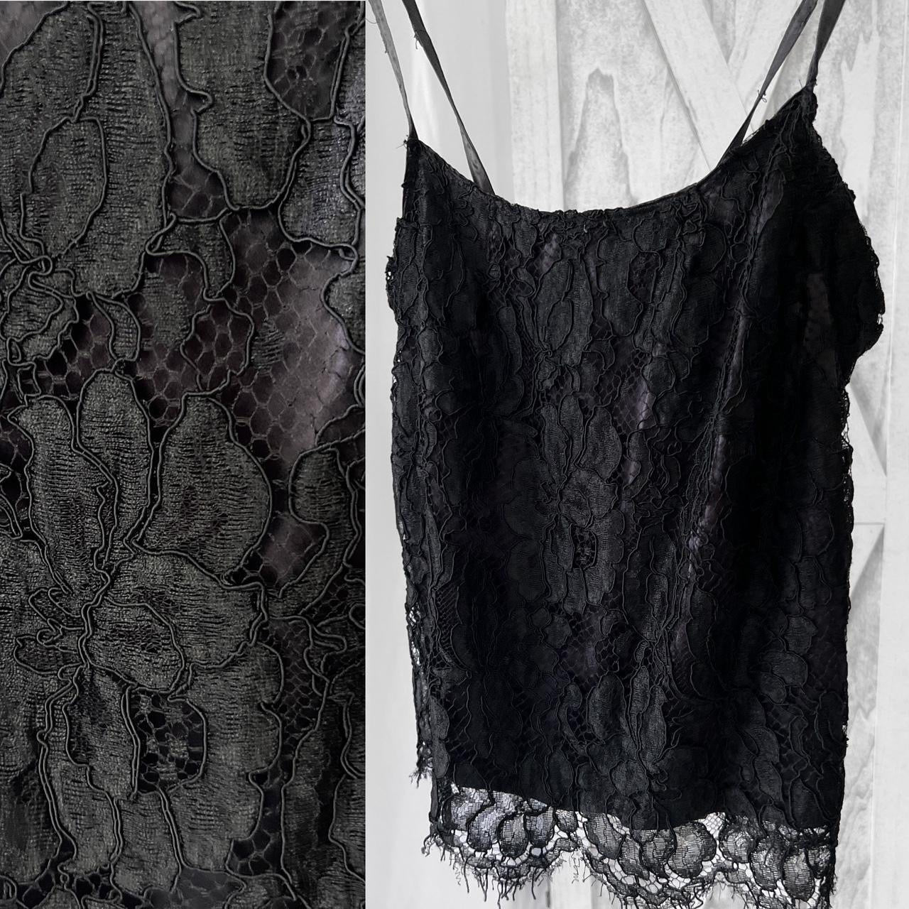 Vintage hand made 100% silk lace cami in jet