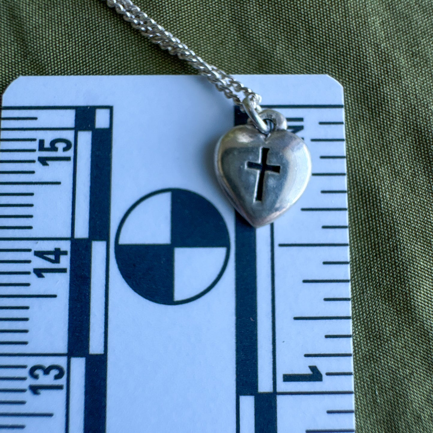 Vintage Sterling Heart Cross Choker Chain Necklace