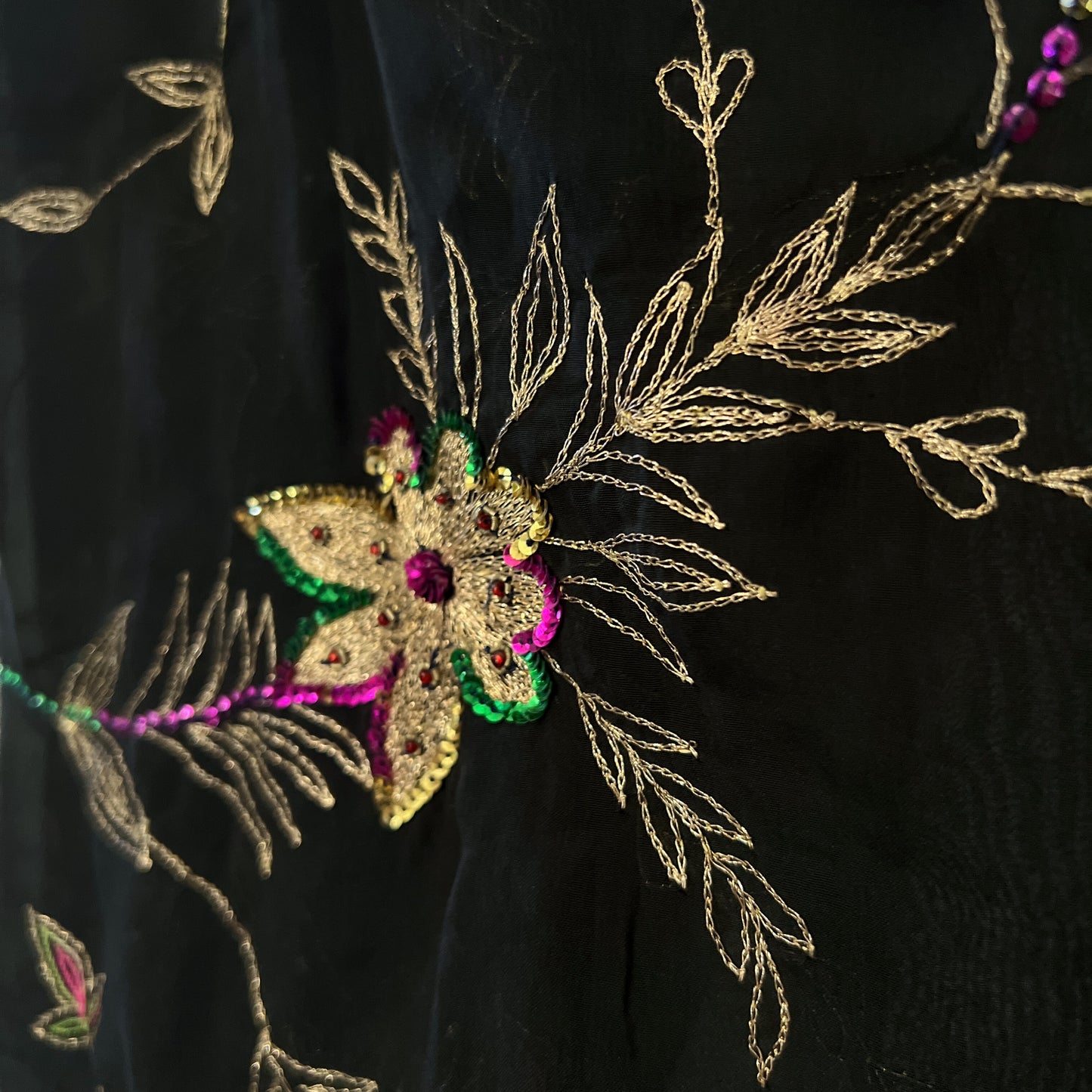 Vintage beaded 100% silk glamour scarf