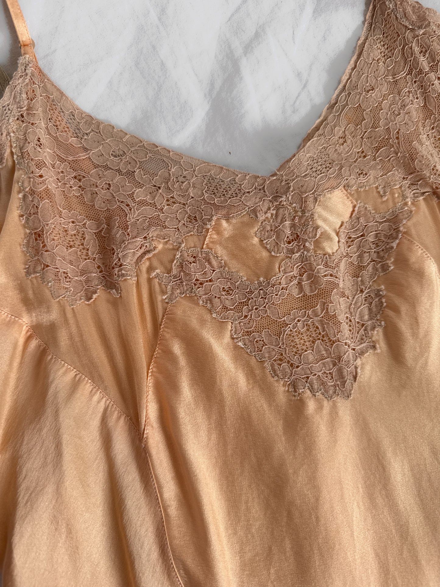 vintage 1930s silk slip deess in guava pink