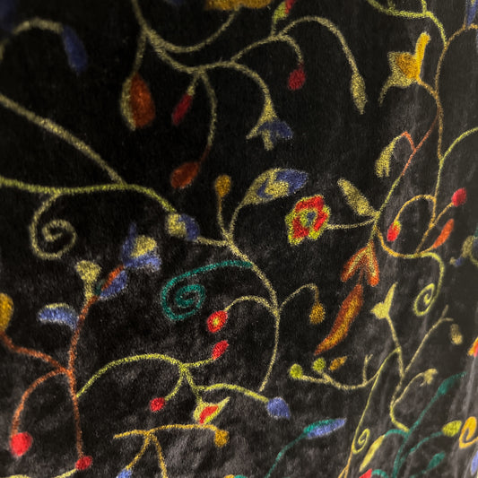 Vintage 100% silk velvet skinny scarf in jet