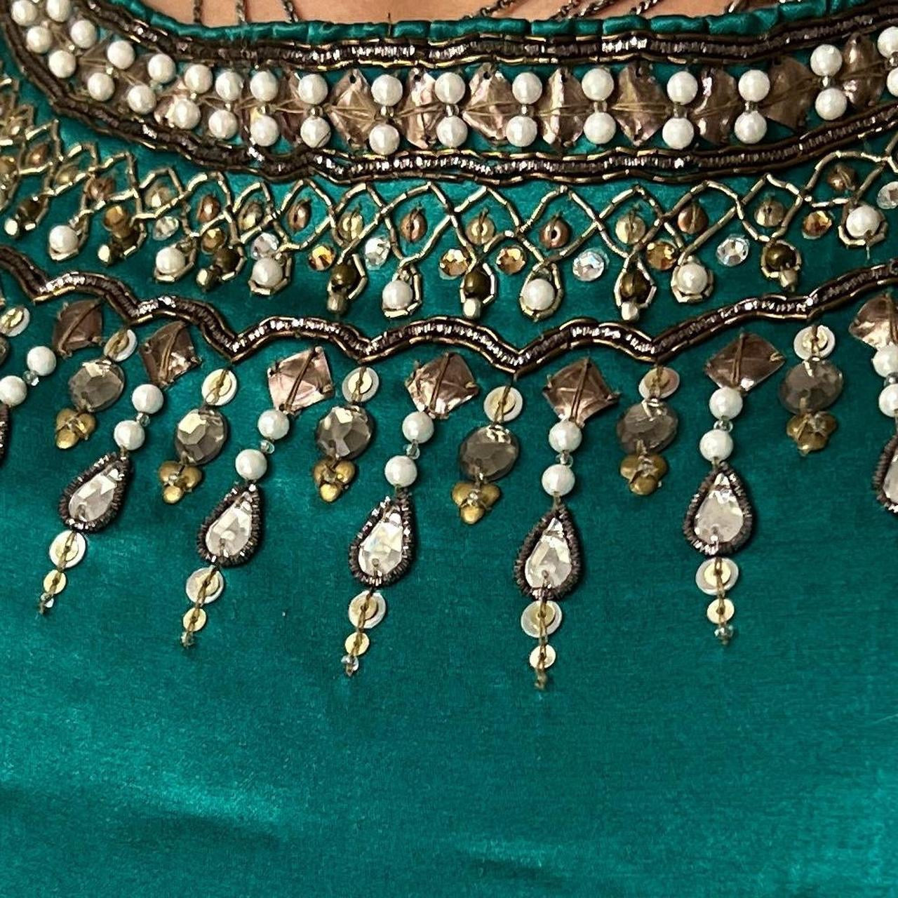 1990s Vintage beaded cropped top in teal