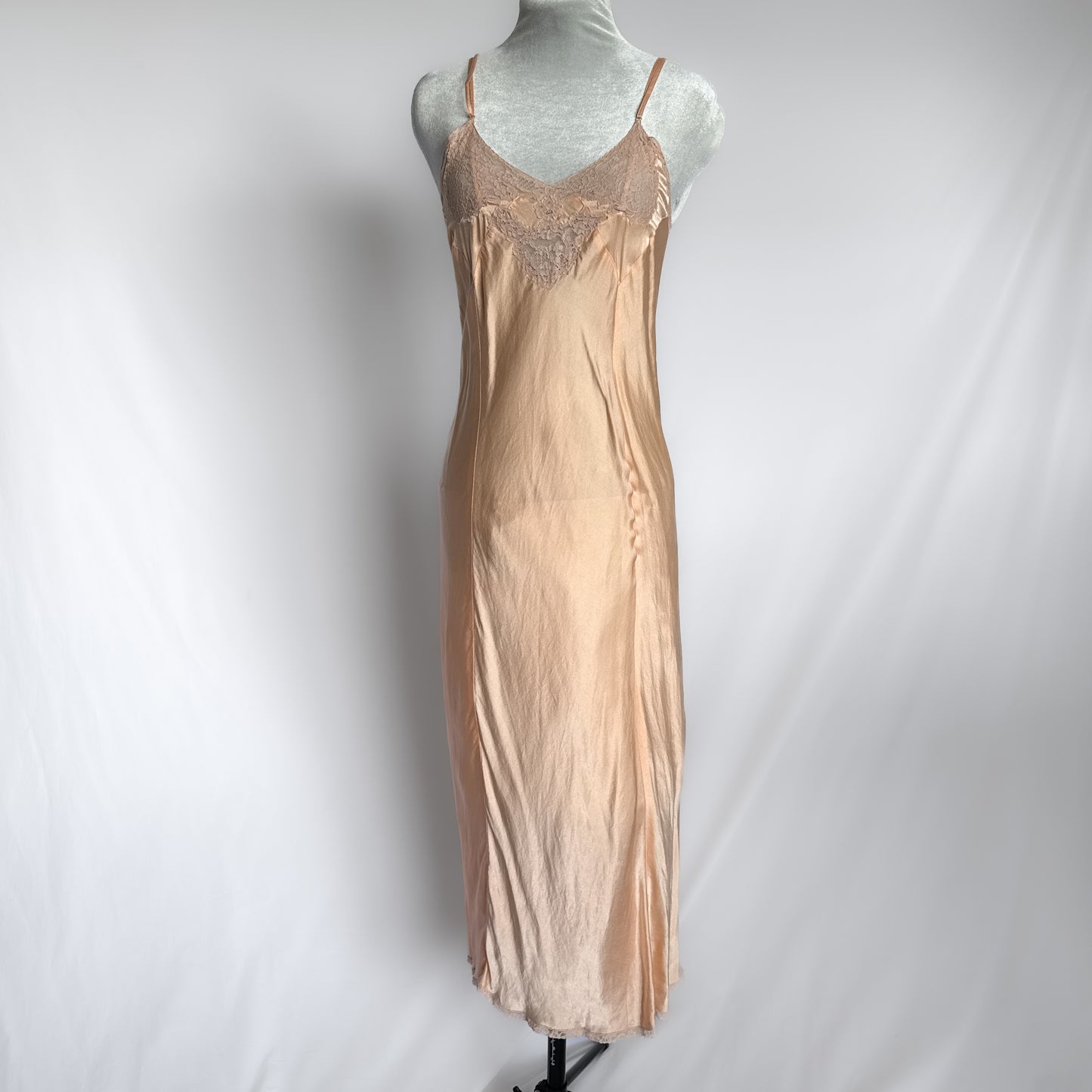 vintage 1930s silk slip deess in guava pink