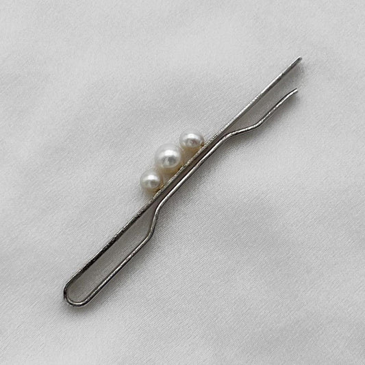 Vintage silver pearl hair pin