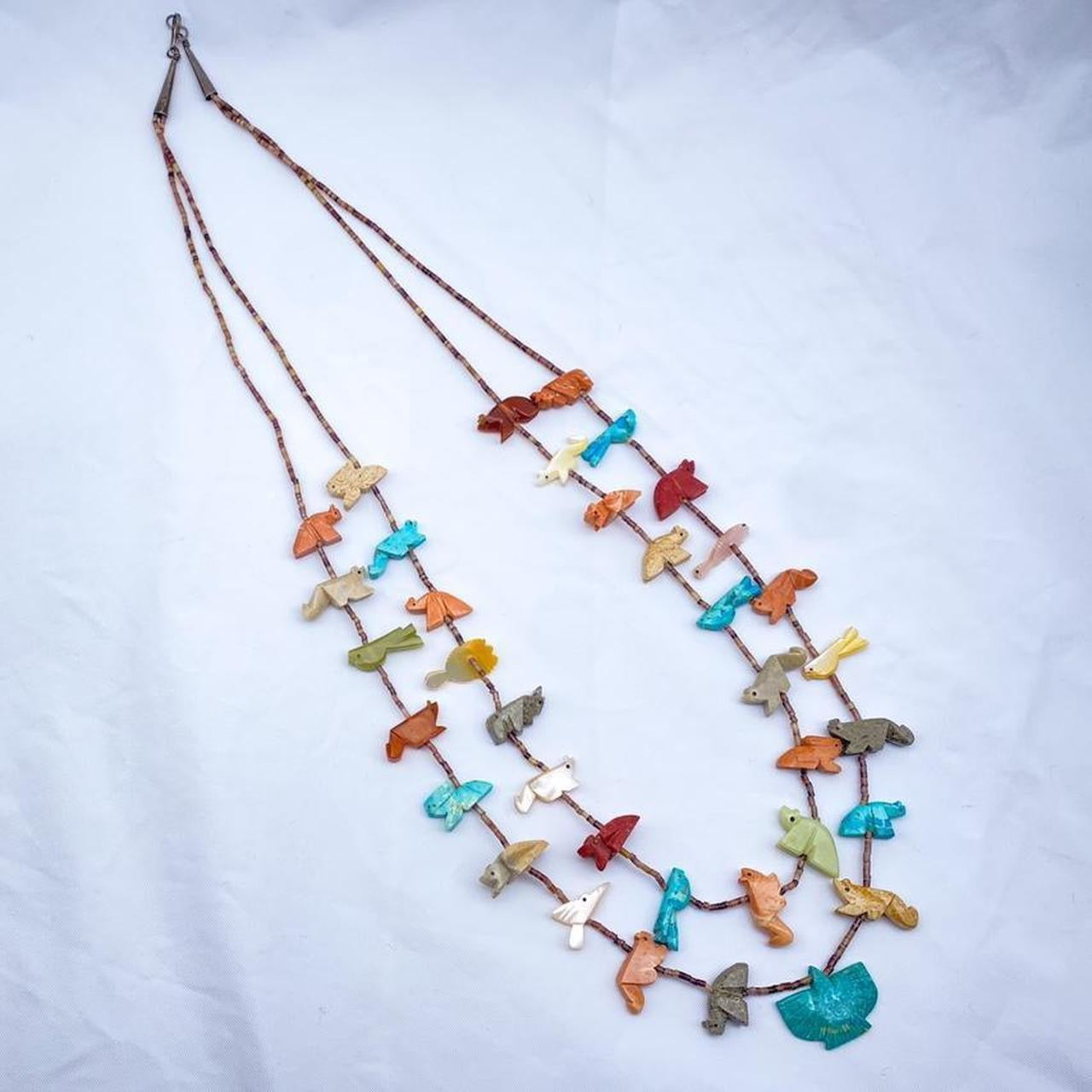 Vintage Zuni carved animal fetish necklace