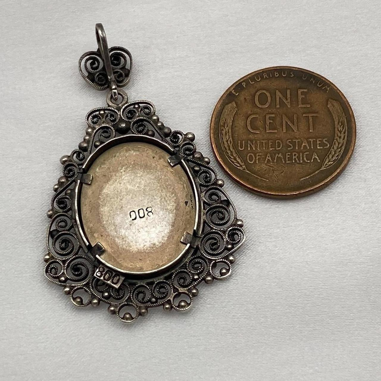 Antique victorian filigree virgin Mary pendant