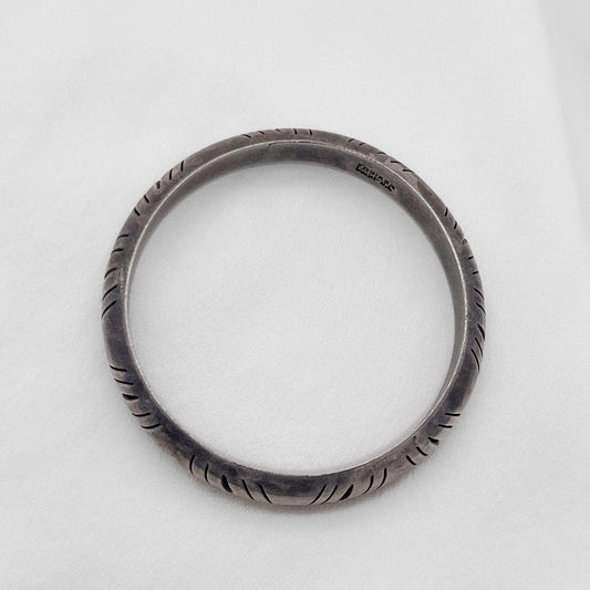 Vintage sterling silver Mexican silver hollow callout bangle bracelet