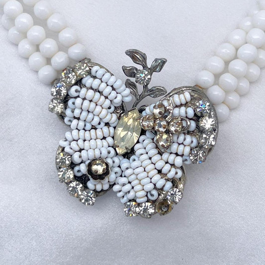 Vintage 1930s art deco butterfly necklace in eggshell glamour