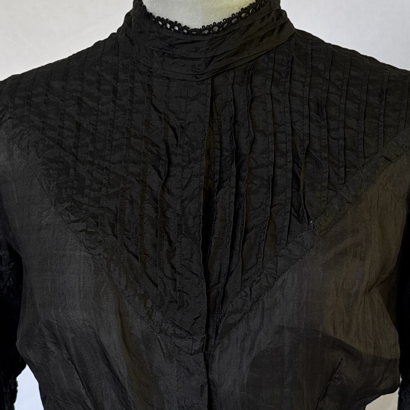 1900s antique silk Edwardian mourning blouse in black