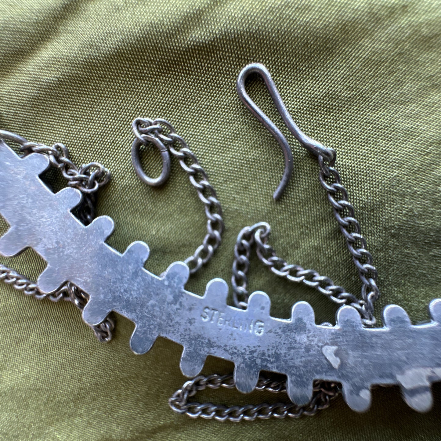 Vintage Native American sterling silver turquoise choker necklace