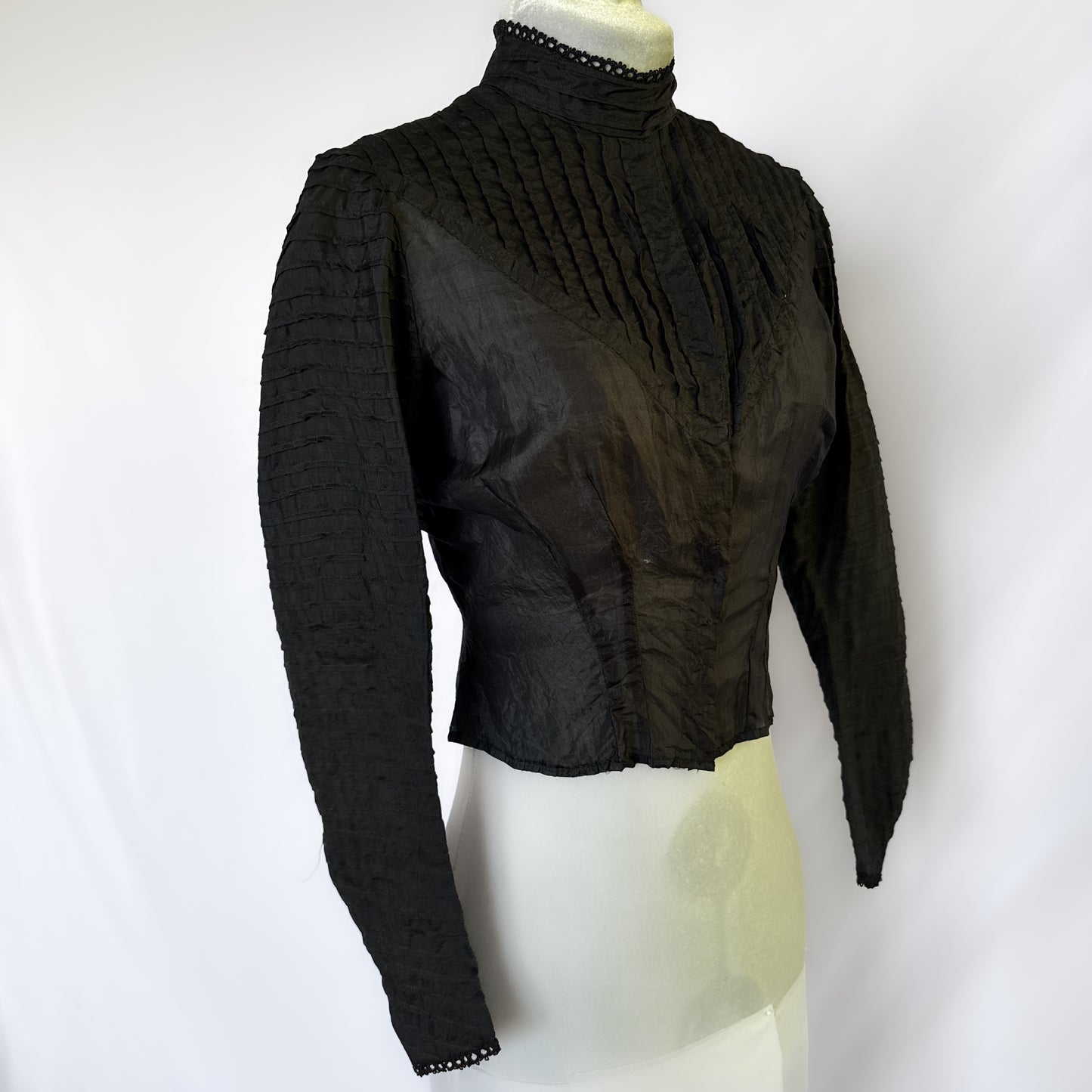 1900s antique silk Edwardian mourning blouse in black
