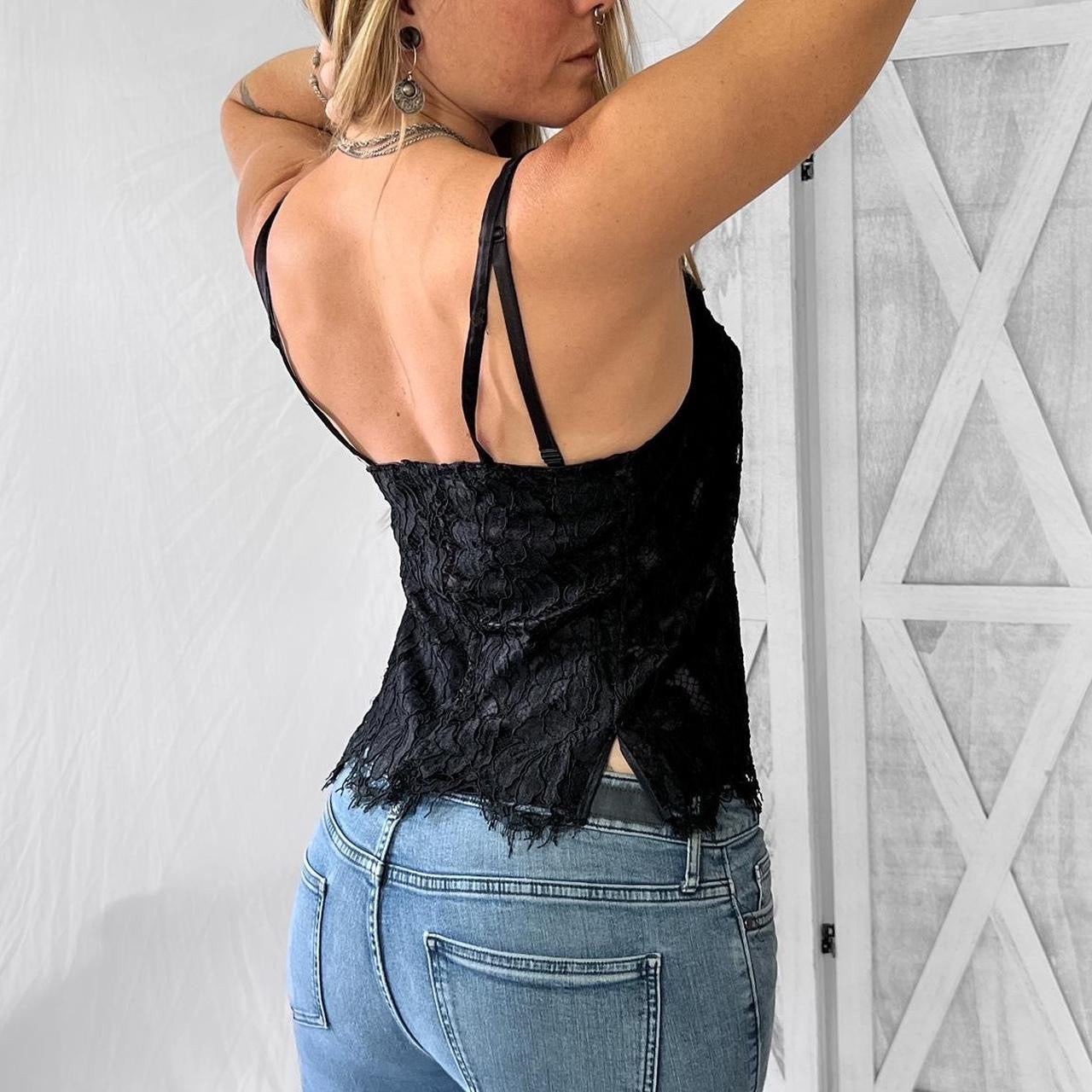 Vintage hand made 100% silk lace cami in jet