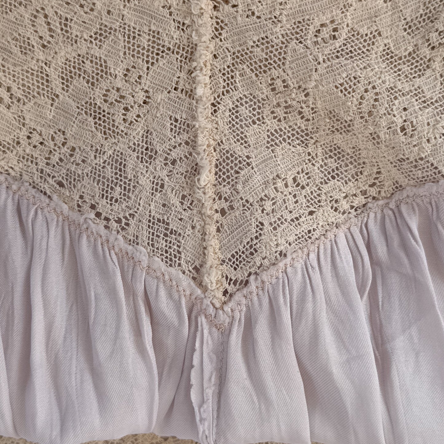 1940s vintage satin & lace maxi slip dress in icey lavender purple