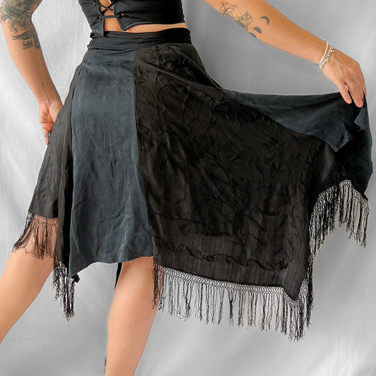 SOLDVintage piano shawl asymmetrical pixie hem wrap skirt