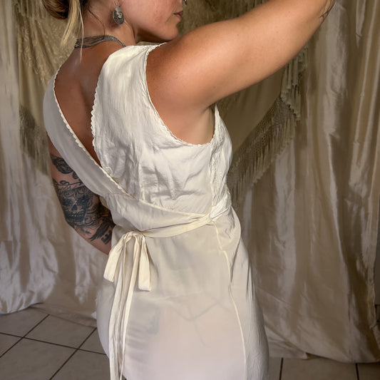 SOLD1930s Vintage silk maxi slip dress in butter cream yellow