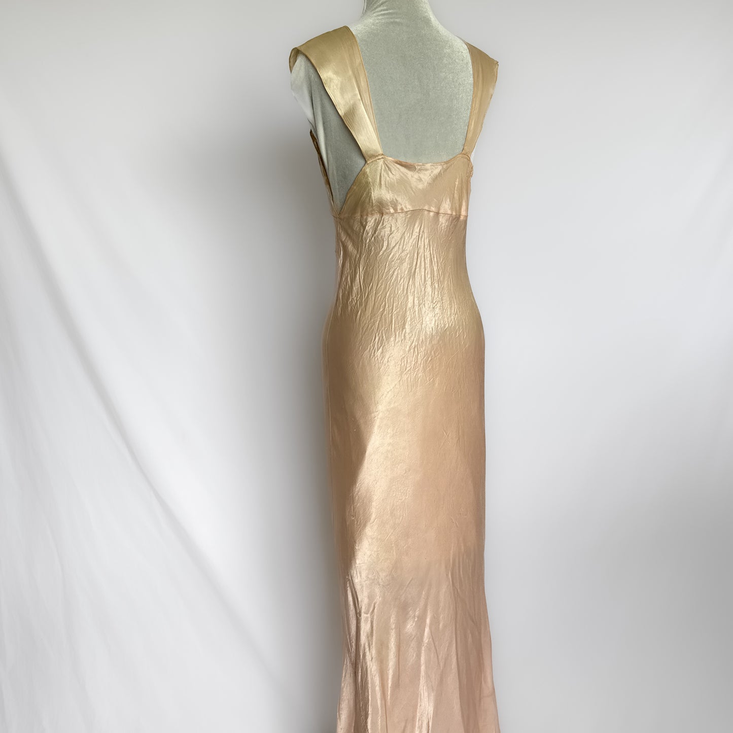 1930s vintage heart and lace slip dress in guava pink
