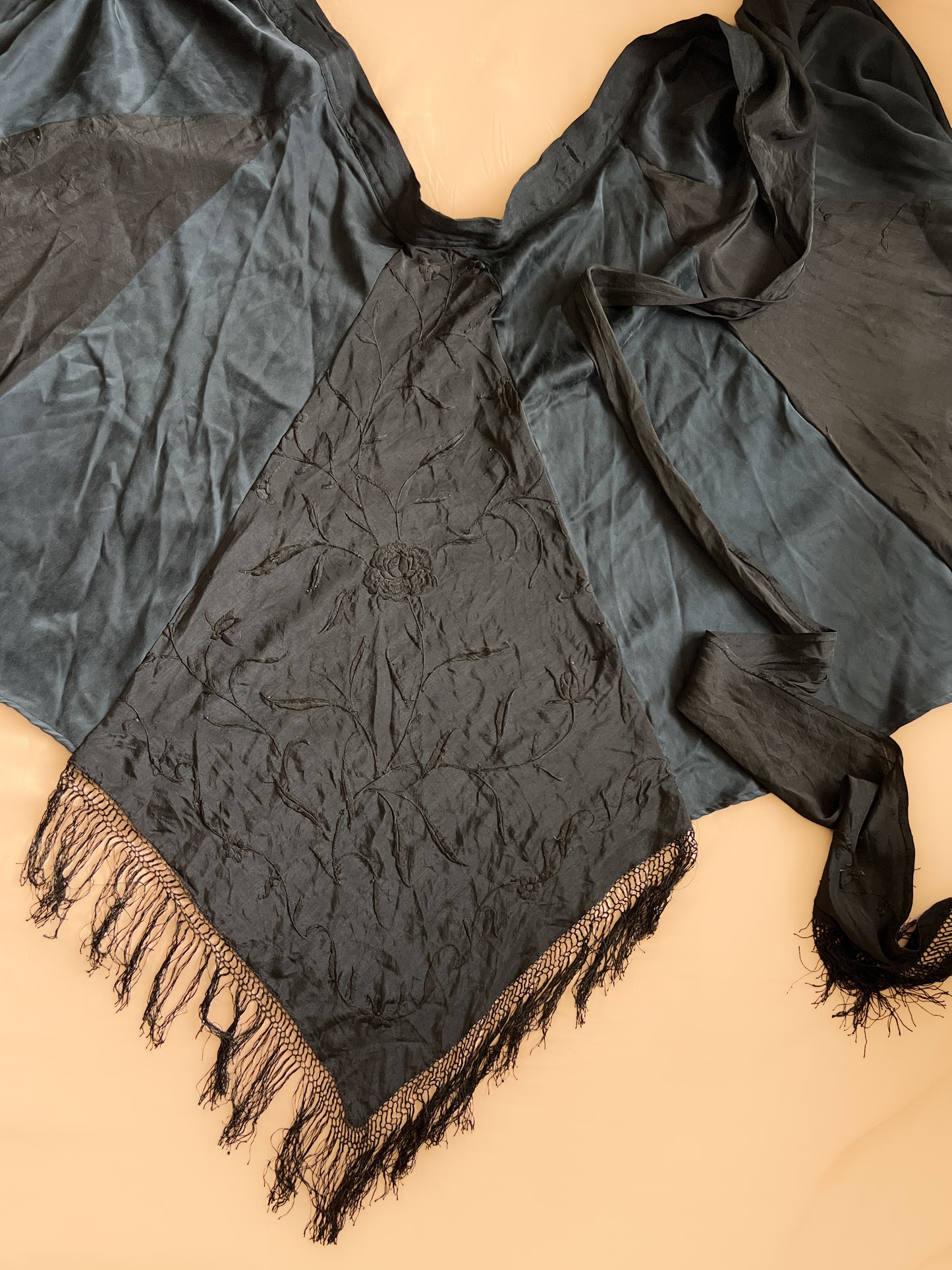 SOLDVintage piano shawl asymmetrical pixie hem wrap skirt