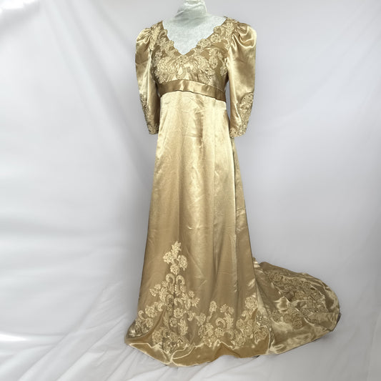 Vintage 1930s/40s inspired pearled satin wedding dress
