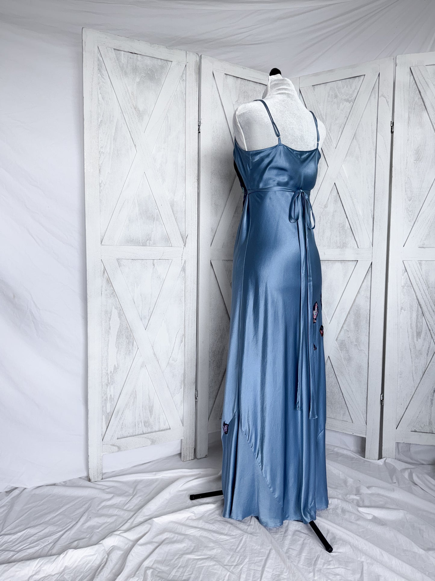 Maxi slip dress- 100% silk- butterfly patterned dress