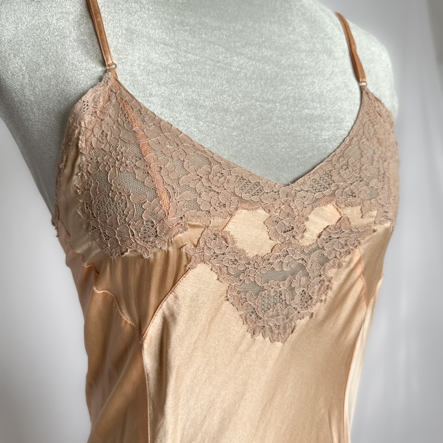 vintage 1930s silk slip deess in guava pink