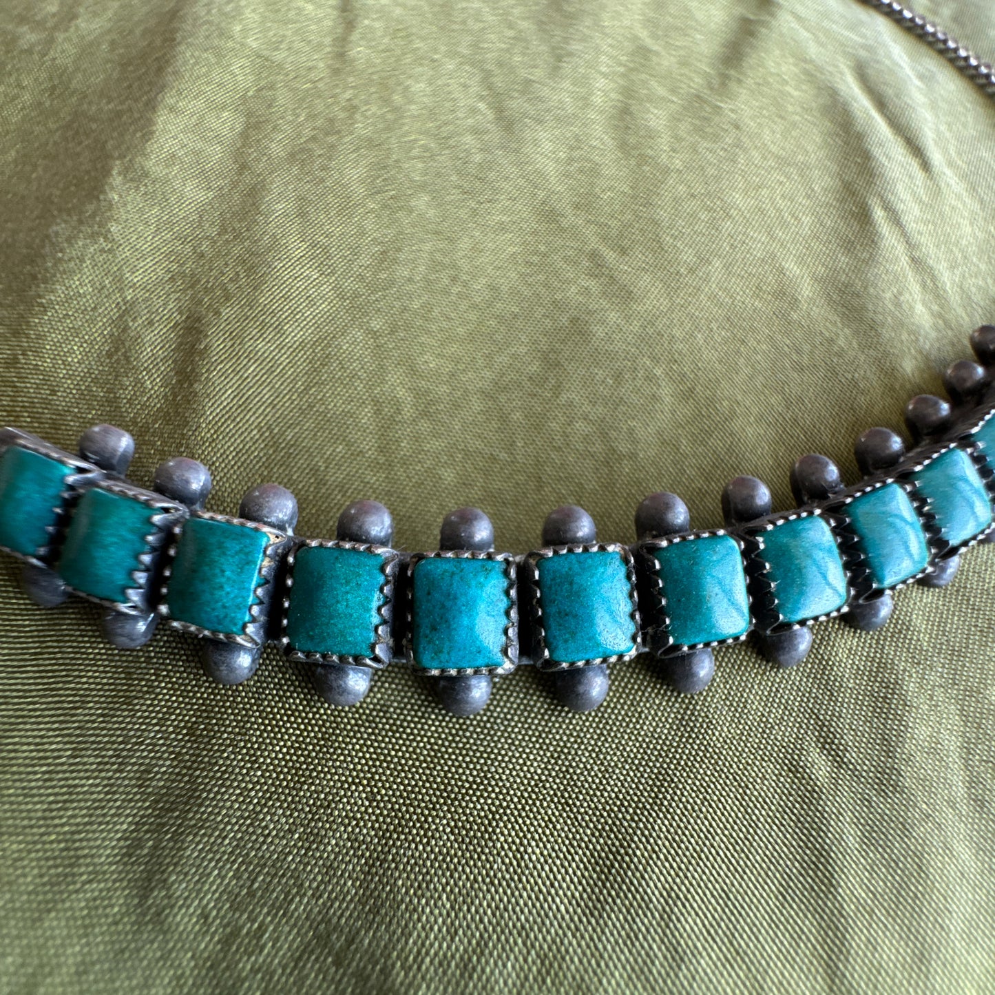 Vintage Native American sterling silver turquoise choker necklace
