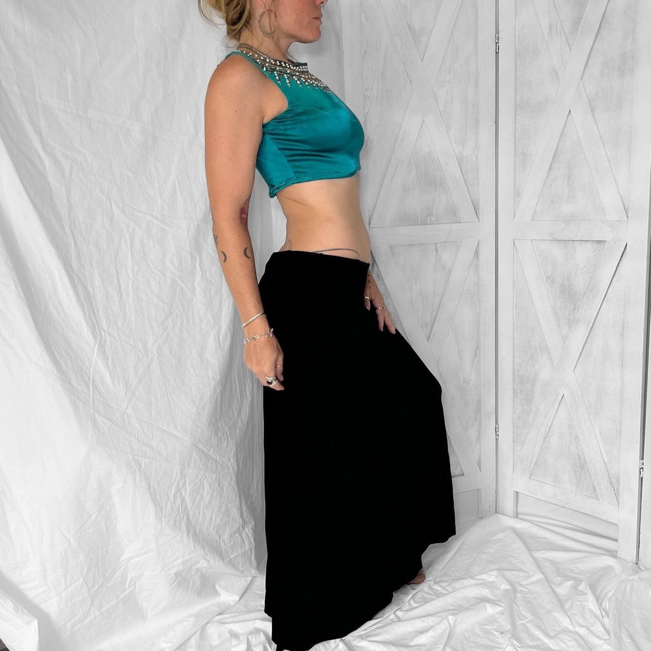 1990s Vintage beaded cropped top in teal