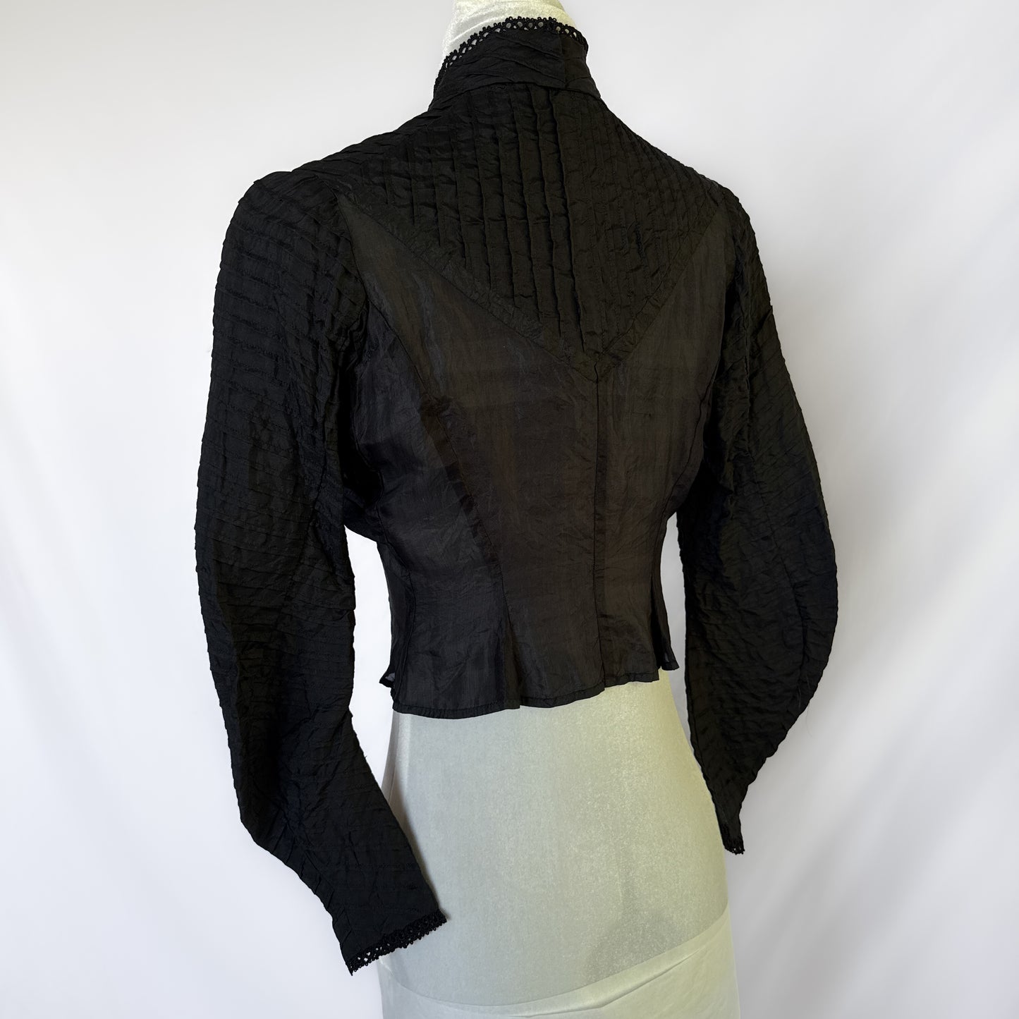 1900s antique silk Edwardian mourning blouse in black