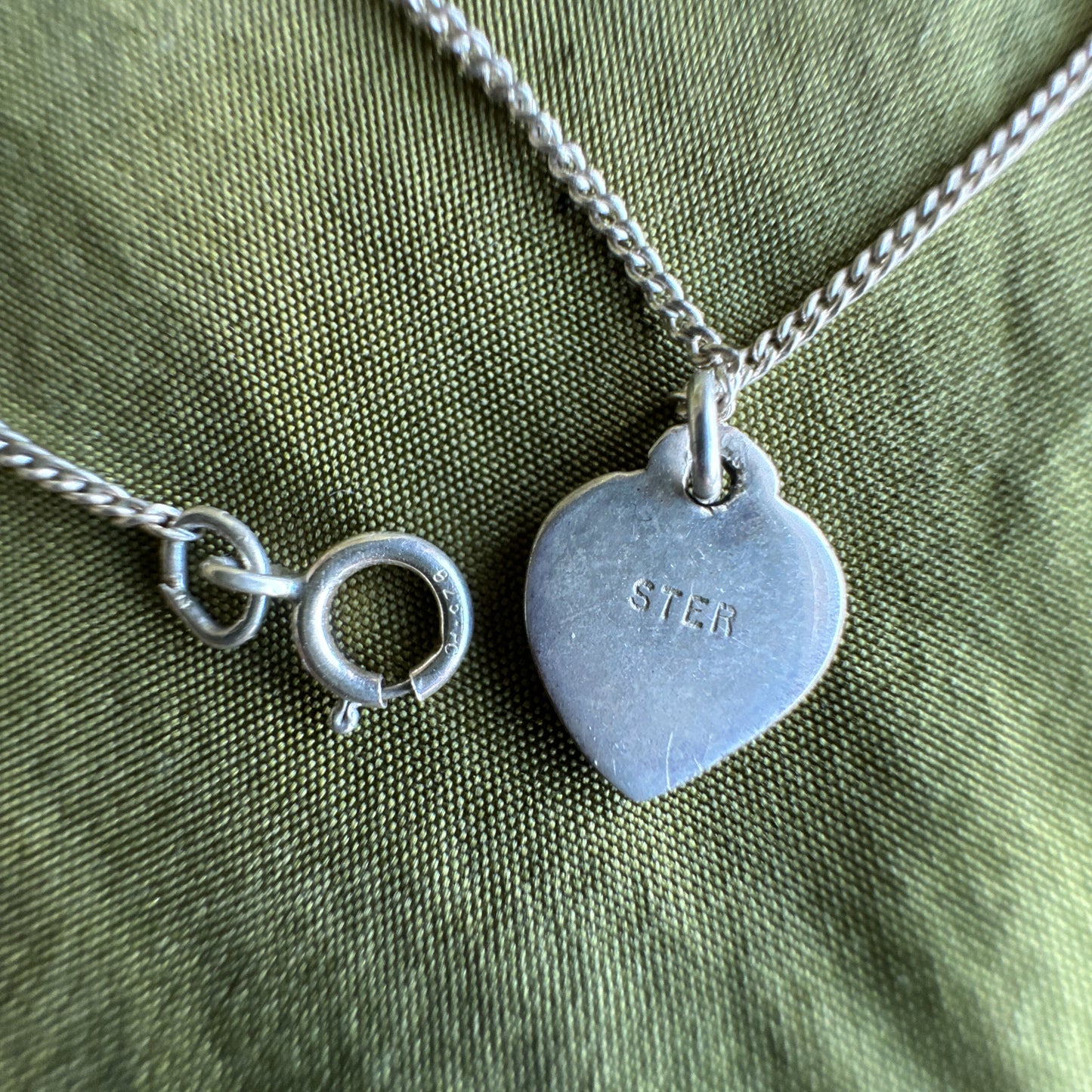 Vintage Sterling Heart Cross Choker Chain Necklace