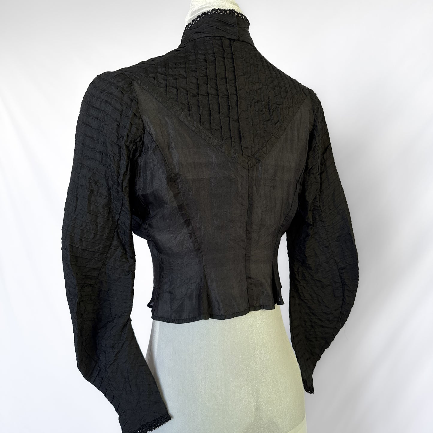 1900s antique silk Edwardian mourning blouse in black