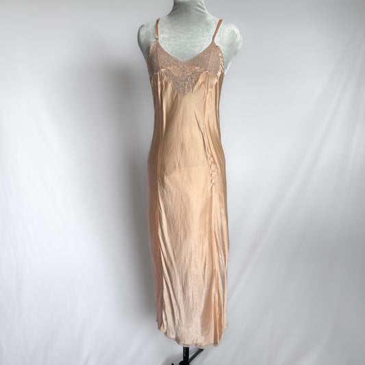 vintage 1930s silk slip deess in guava pink