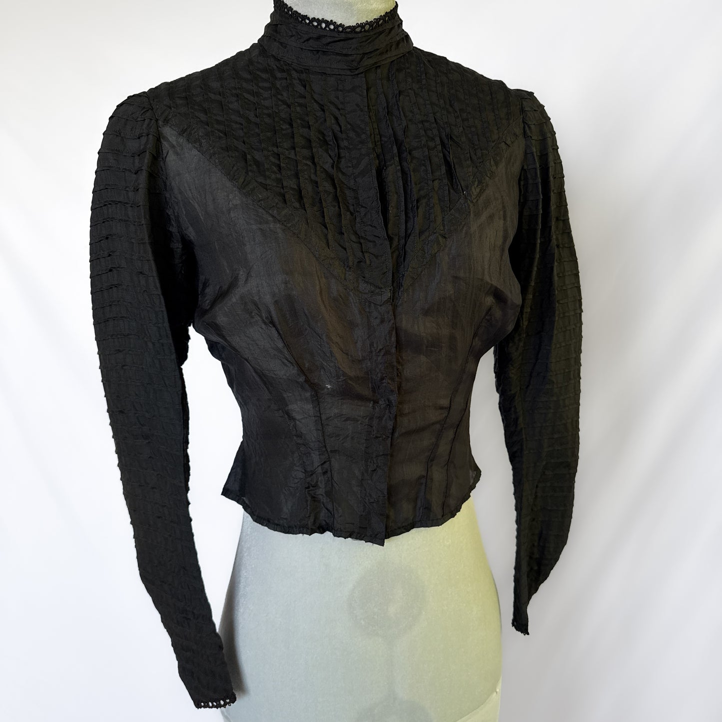 1900s antique silk Edwardian mourning blouse in black