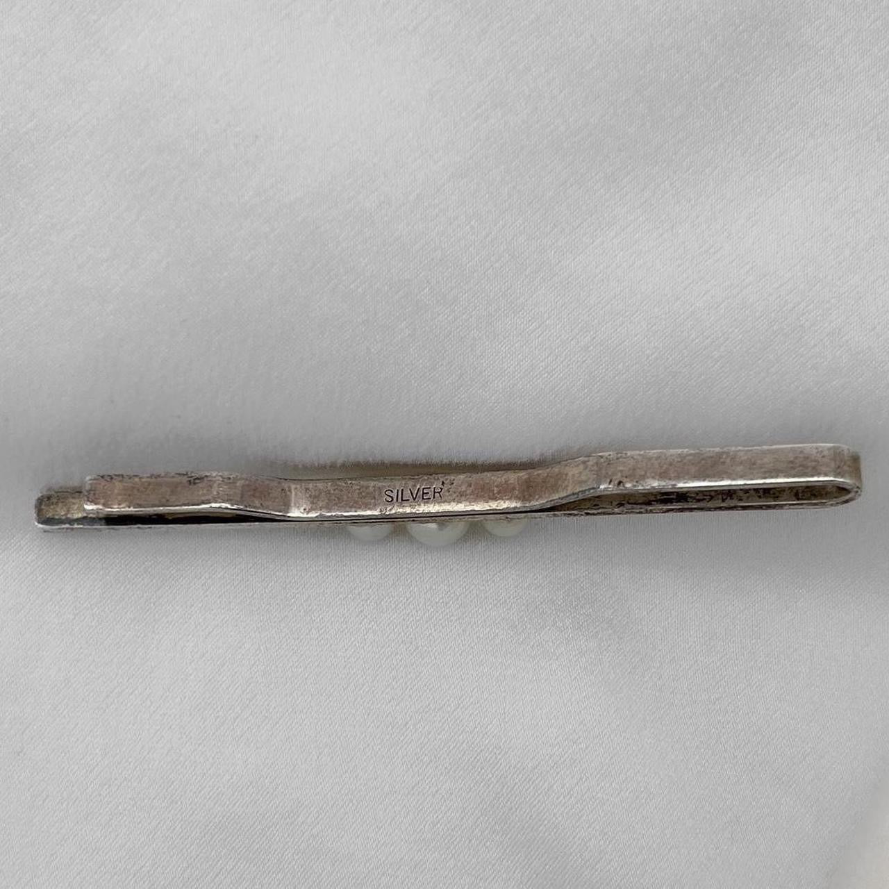 Vintage silver pearl hair pin