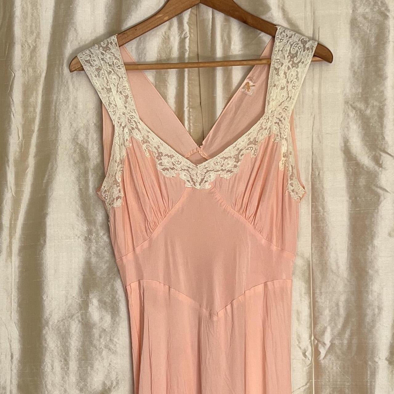 1930s Vintage Lady Love maxi satin slip dress in pink