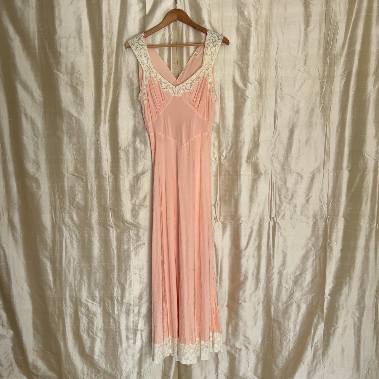 1930s Vintage Lady Love maxi satin slip dress in pink