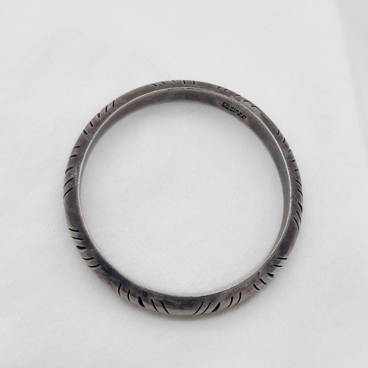 Vintage sterling silver Mexican silver hollow callout bangle bracelet