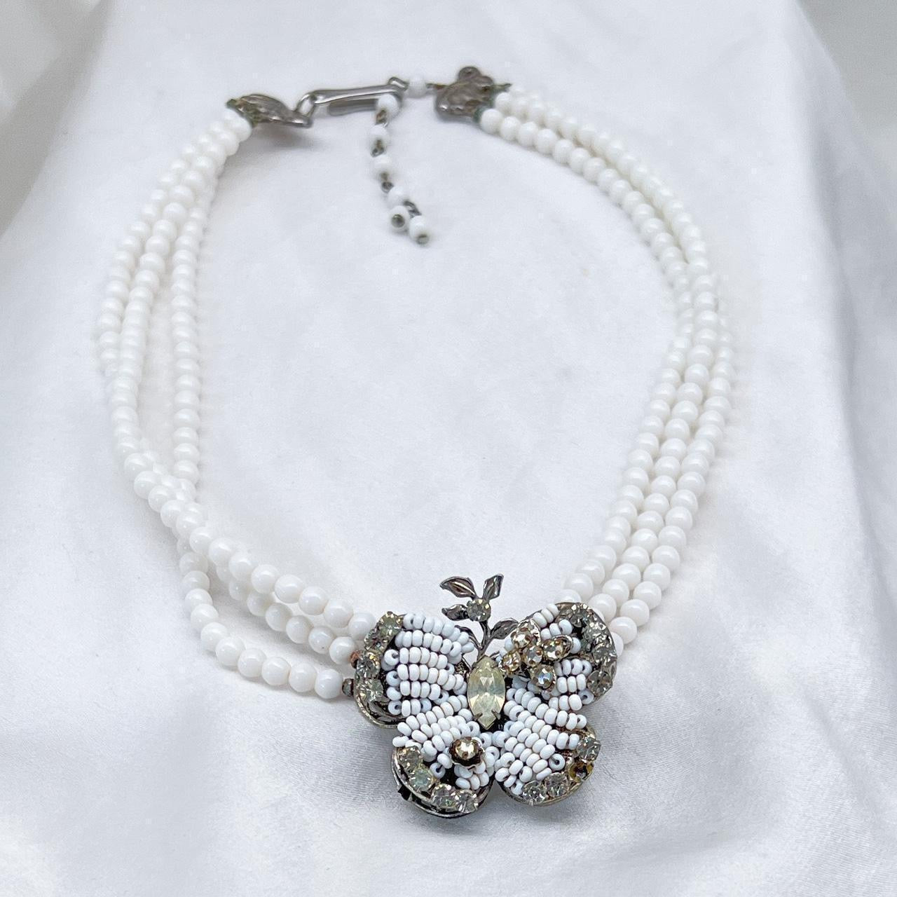 Vintage 1930s art deco butterfly necklace in eggshell glamour