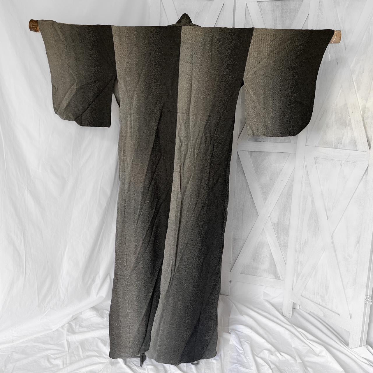 Vintage handmade genuine Japanese kimono robe in gradient smoke